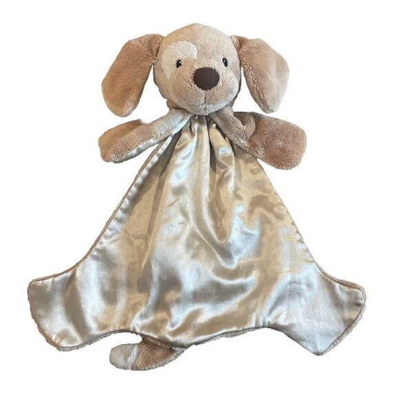BABY GUND Lovey  SPUNKY Dog  PLUSH BANKET Satin lined Tan 05968 Brown - Picture 1 of 7